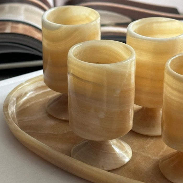 Onyx Stone Shot Glasses with Tray (set of 4)