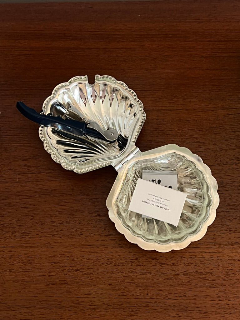 Silver-Plated Shell Butter Dish & matching spoon