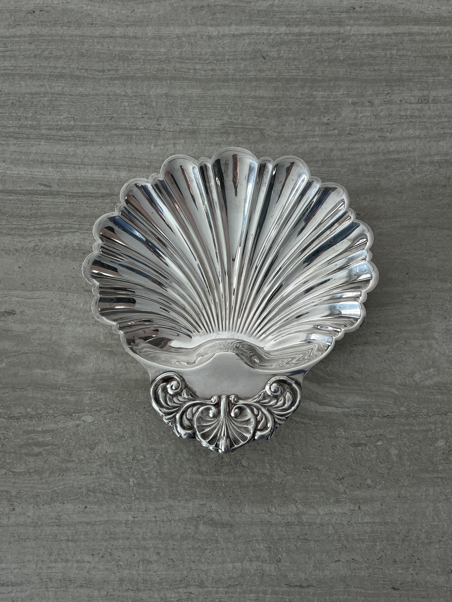Silver plated shell dish, 1940s