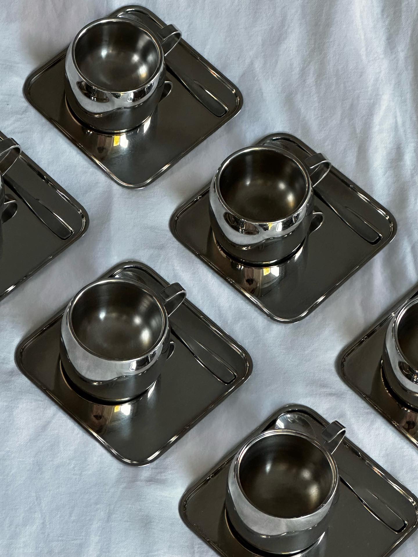 (set of 6) Vintage Tramontina Stainless Steel Espresso Cup Set