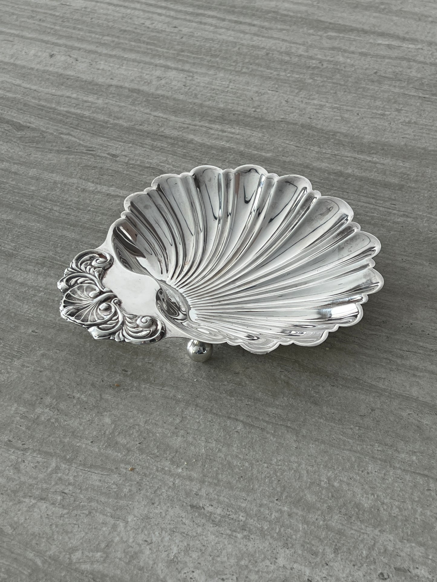 Silver plated shell dish, 1940s