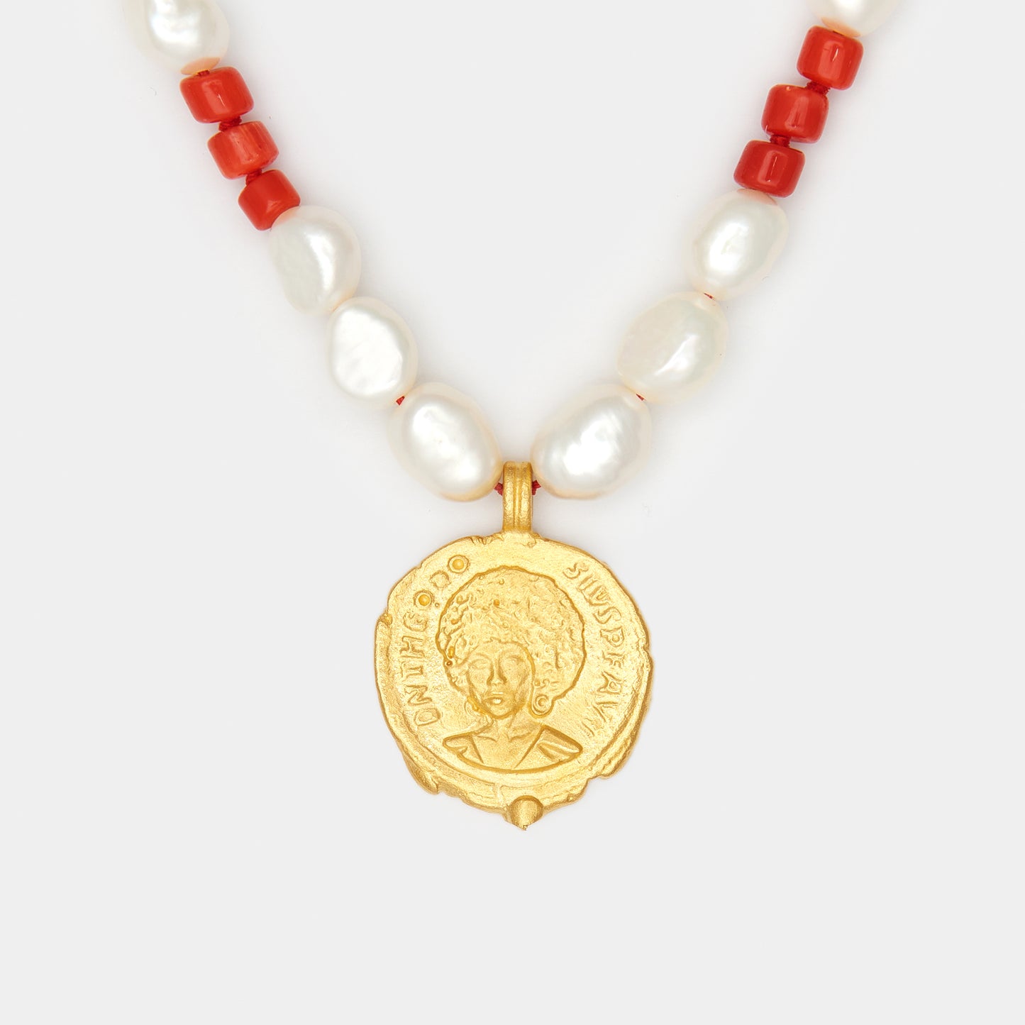 Maya Coral & Pearl Necklace