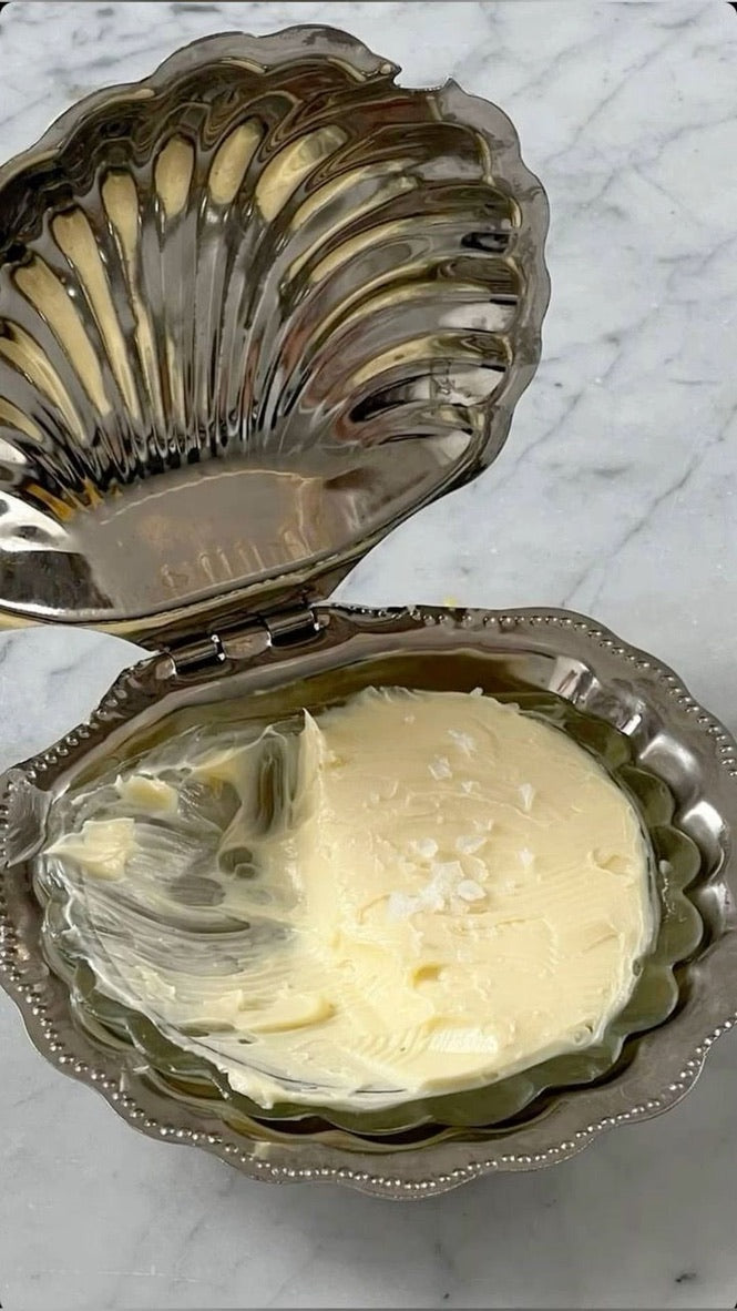 Silver-Plated Shell Butter Dish & matching spoon