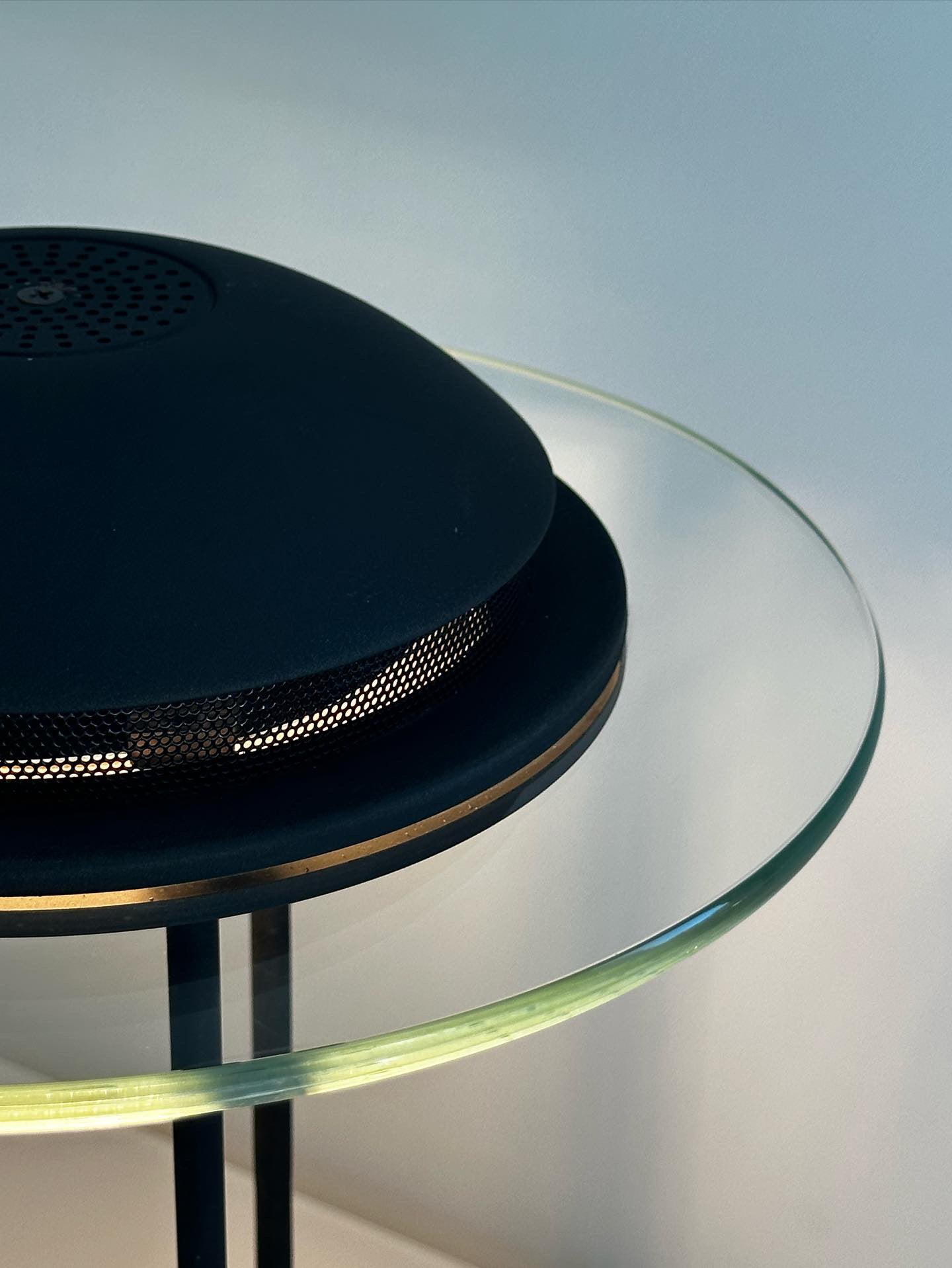 The 1980s black Saturn Desk Lamp in the style of Robert Sonneman