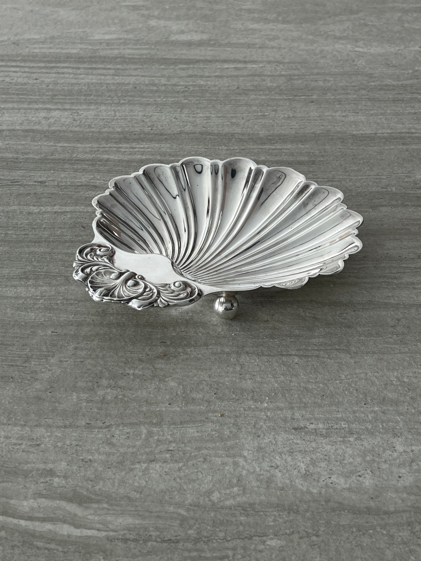 Silver plated shell dish, 1940s