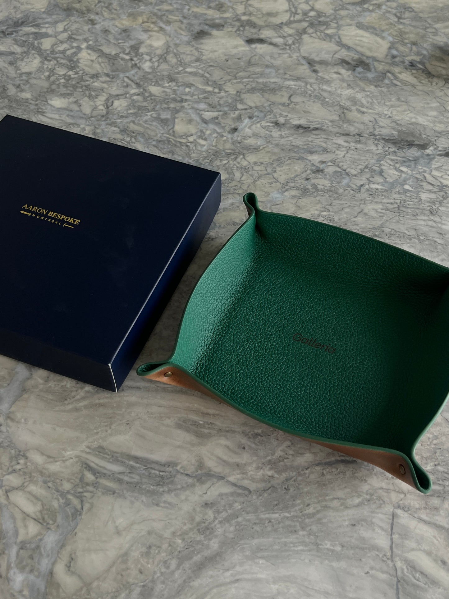 Leather valet tray