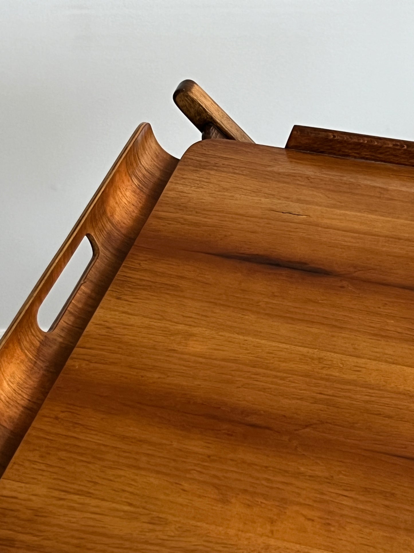 Danish Folding Teak Bar Cart With Serving Tray by Nasco, 1950s
