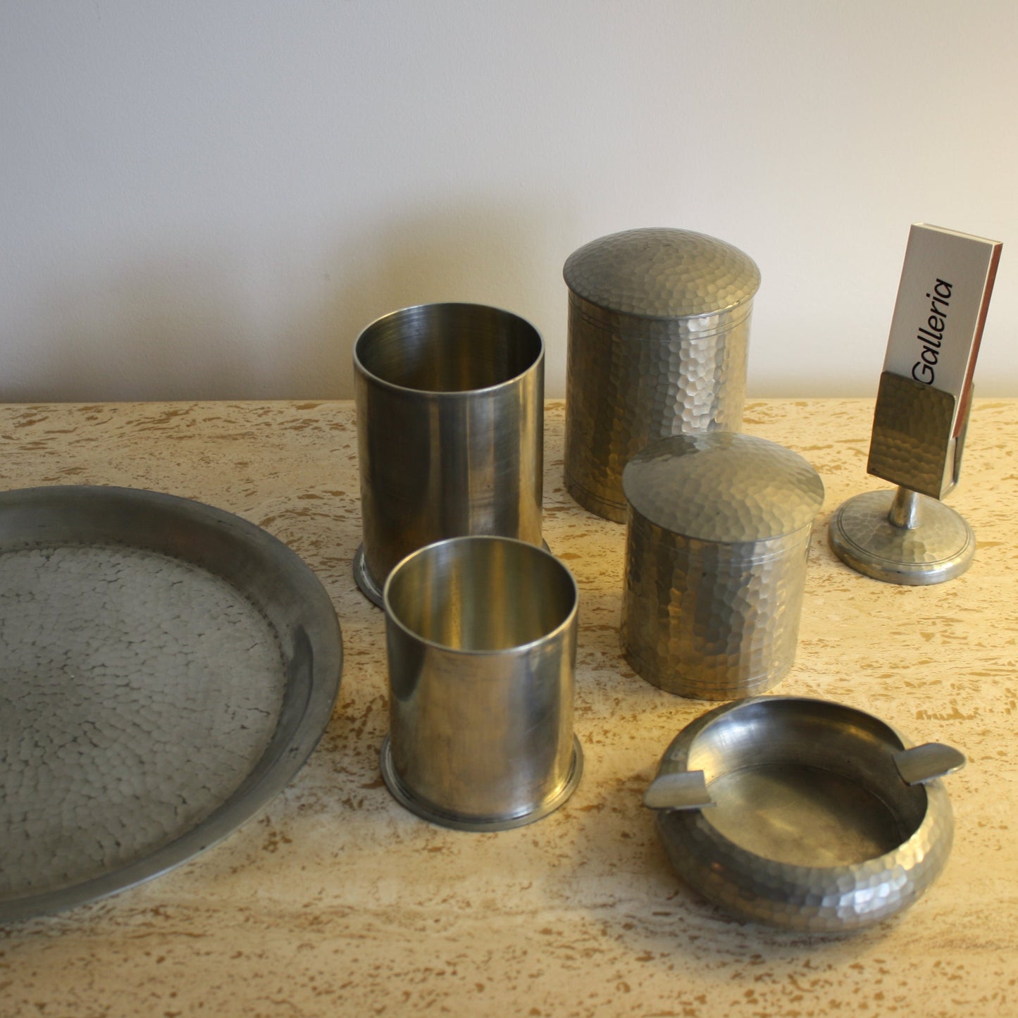 1930's Banka Tinwerk pewter smoking set