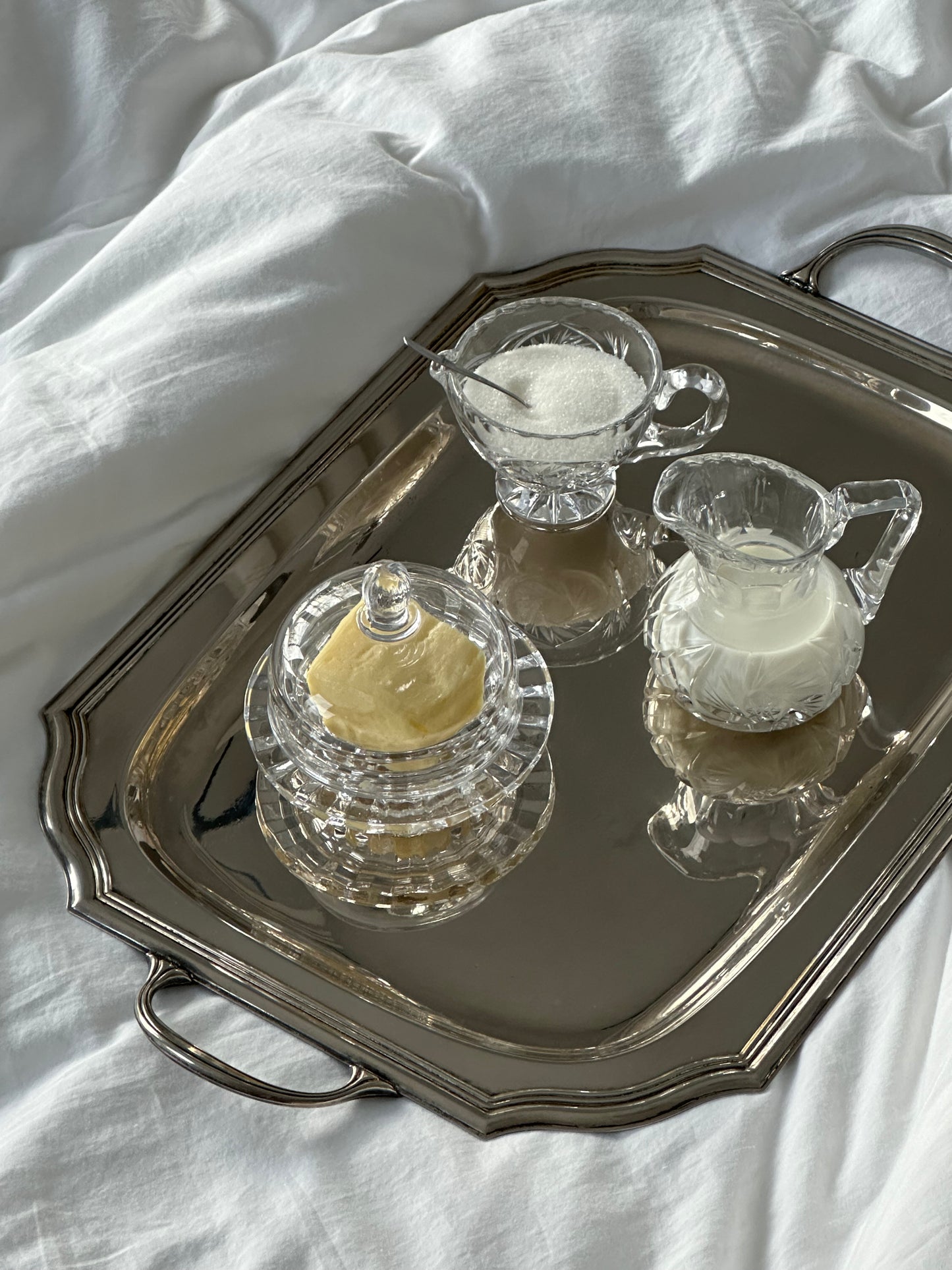 Vintage Silver Metal Serving Tray