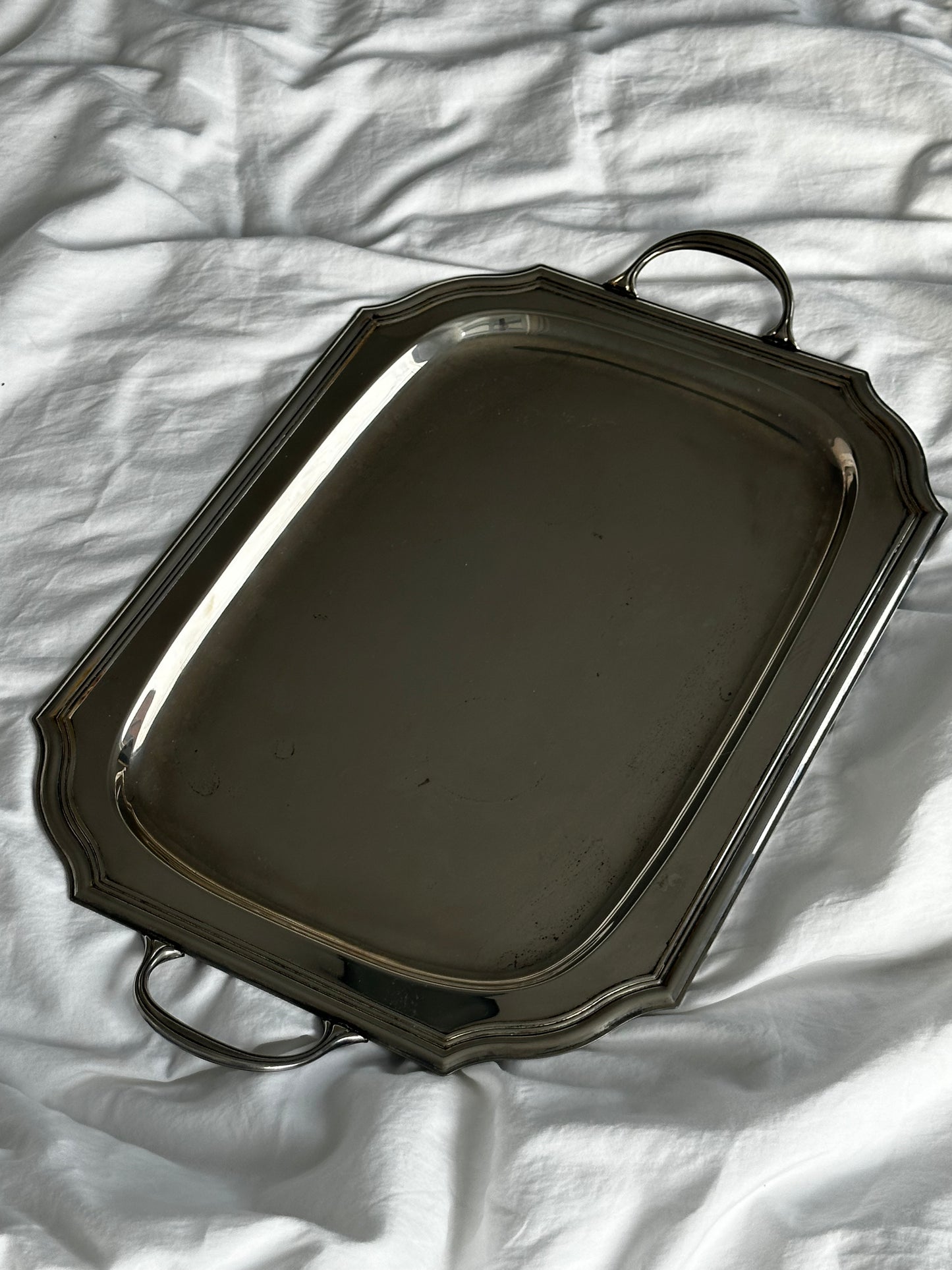 Vintage Silver Metal Serving Tray