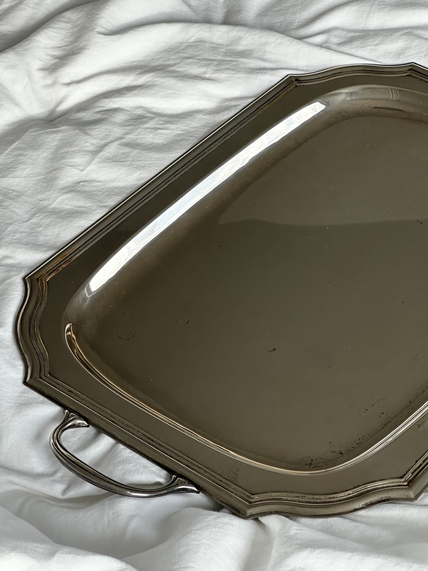 Vintage Silver Metal Serving Tray