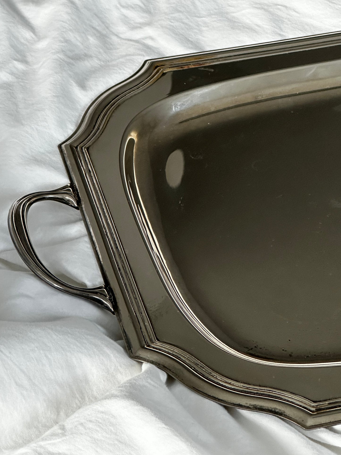Vintage Silver Metal Serving Tray