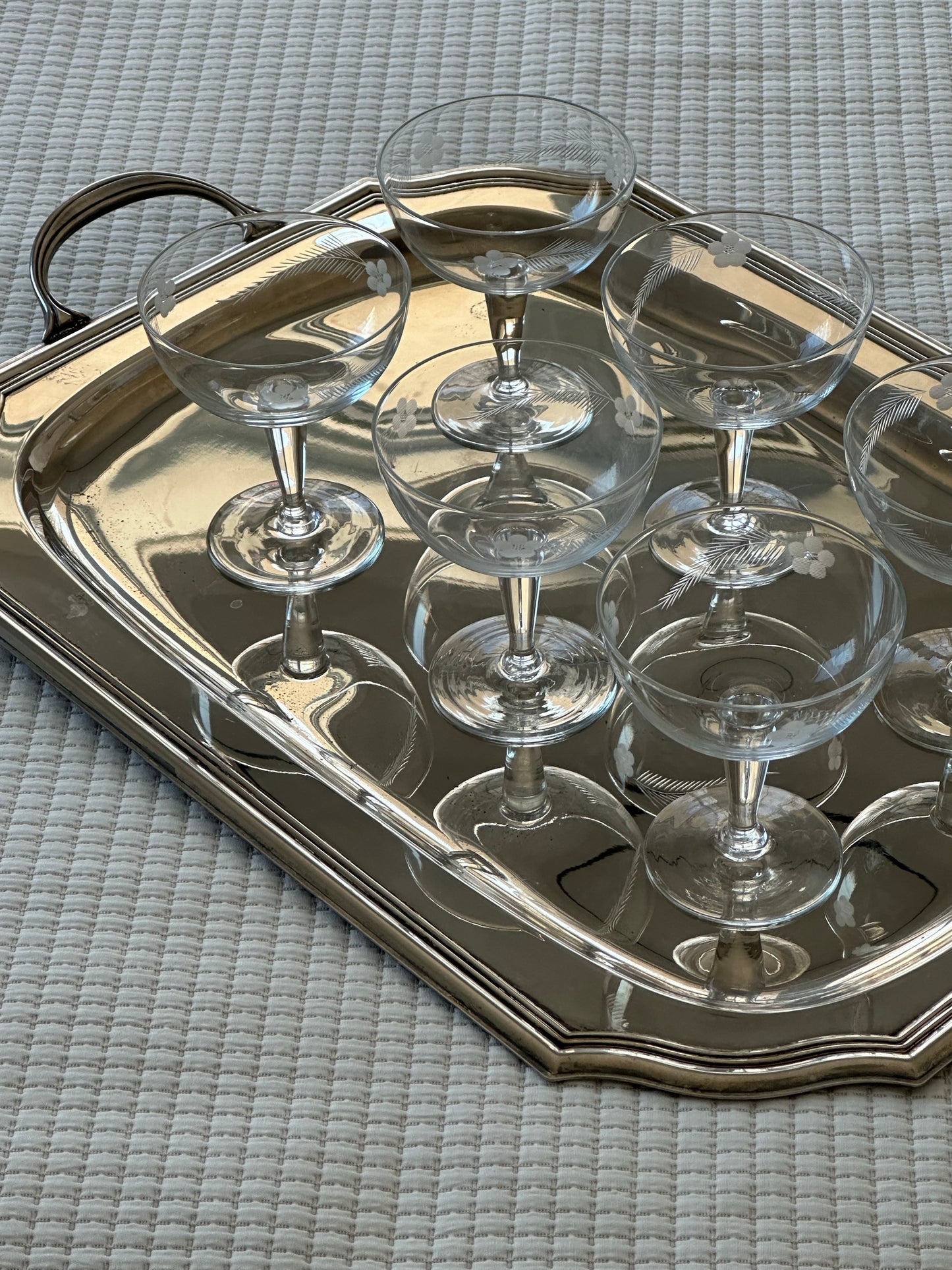 Vintage Silver Metal Serving Tray