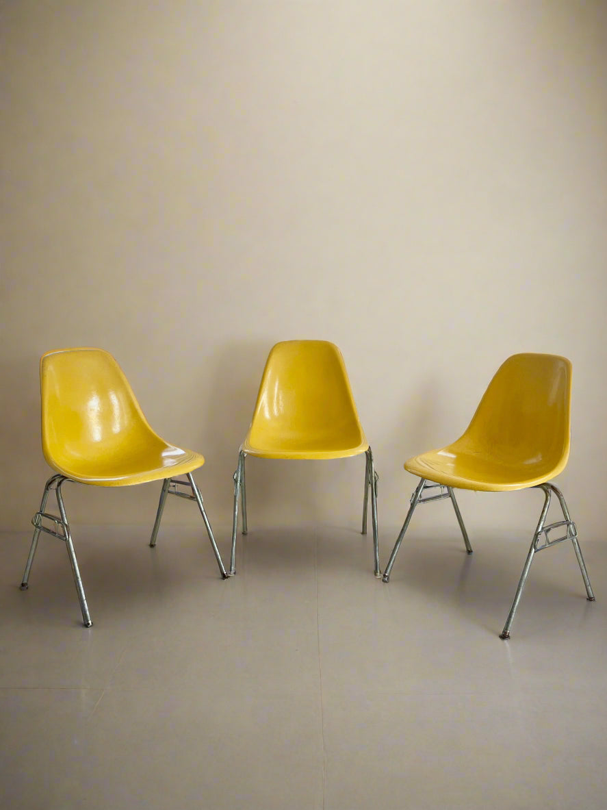 Eames for Herman Miller DSS yellow Fiberglass Shell Chair