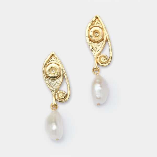 Golden Ayla Pearl Earrings