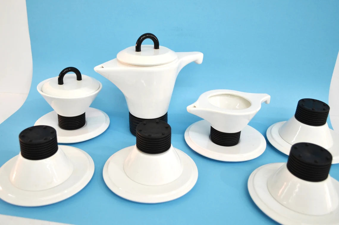 Porcelain coffee set by Capodarco, italy 1980