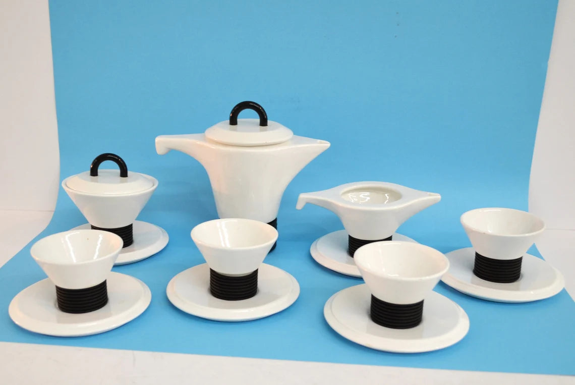 Porcelain coffee set by Capodarco, italy 1980