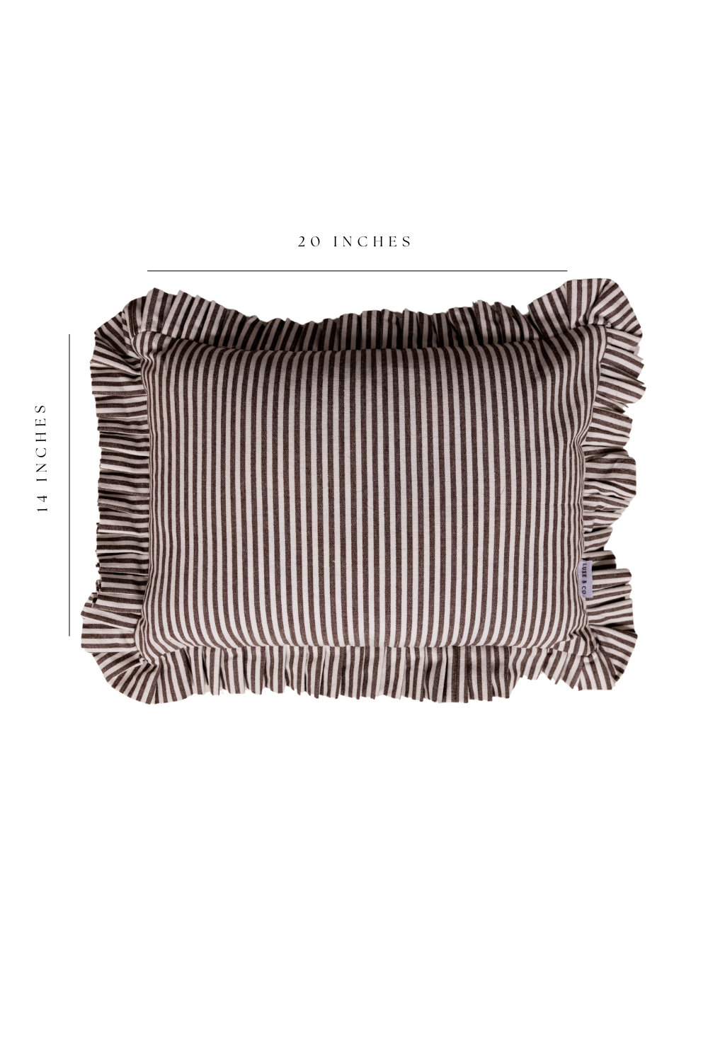 Ruffle Lumbar Pillow with Brown & White Stripes