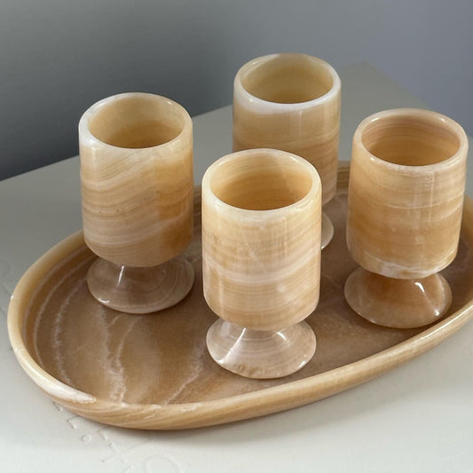 Onyx Stone Shot Glasses with Tray (set of 4)