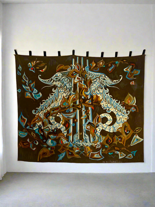 Tapestry "the Enchanted Lyre" Robert Four in Aubusson, 1960s