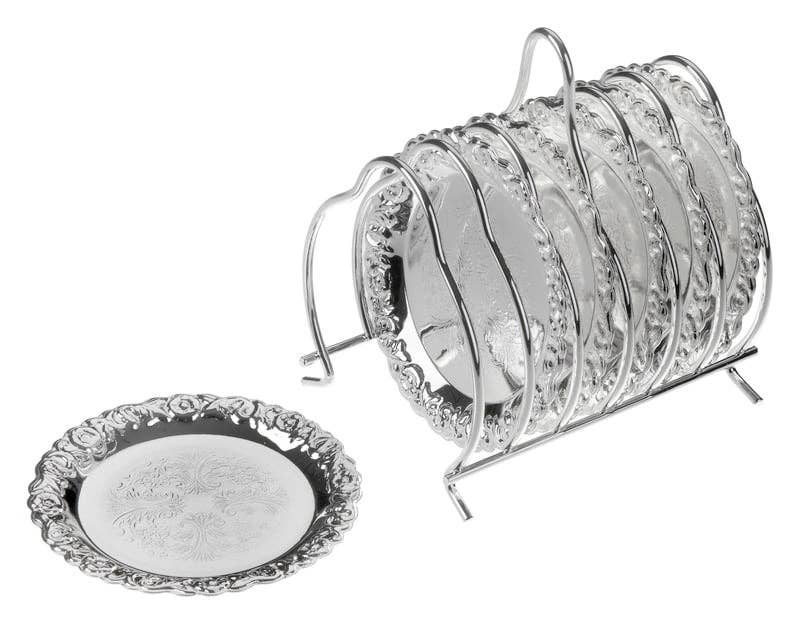 Queen Anne 6 Pce Silver Plated Coaster Set