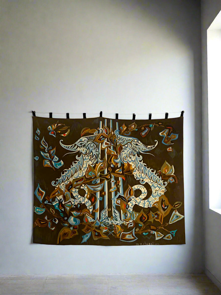 Tapestry "the Enchanted Lyre" Robert Four in Aubusson, 1960s