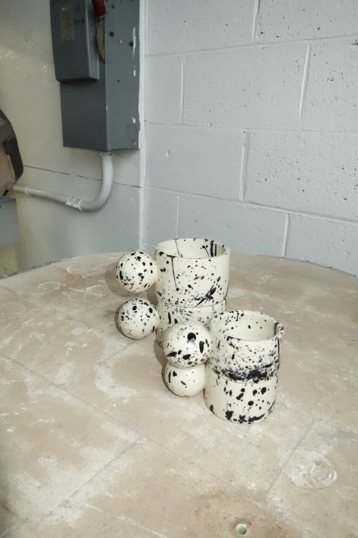 Ink splatter sphere mug