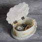 Vintage alabaster clam seashell jewelry box