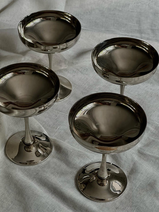 Silver Plated Champagne Coupe -  Made in Italy (set of 4)