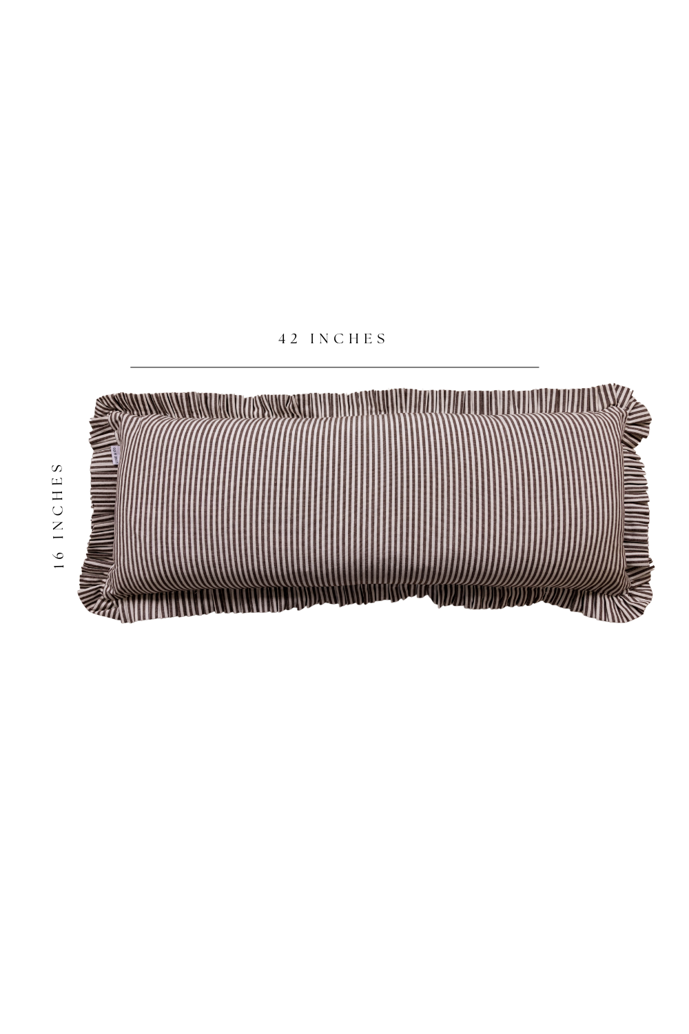 Ruffle Bolster Pillow in Brown & White Stripes