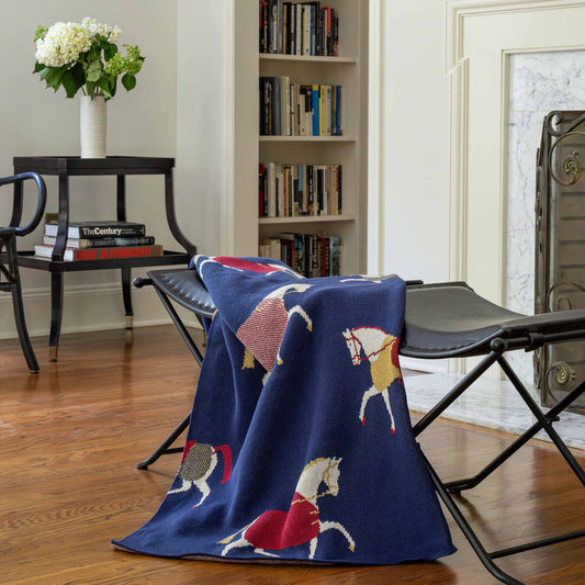 Equestrian Cavalcade Cotton throw blanket