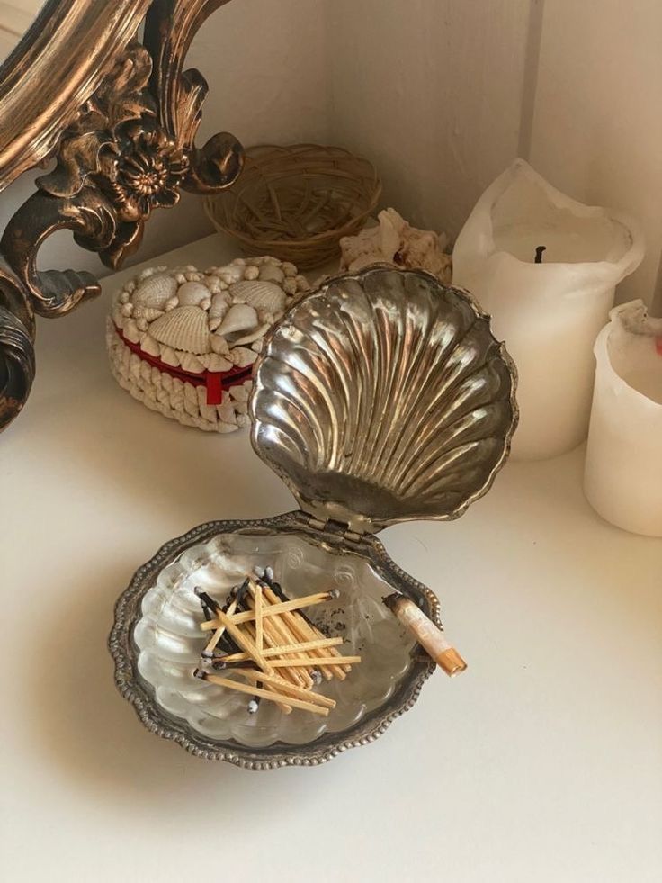 Silver-Plated Shell Butter Dish & matching spoon