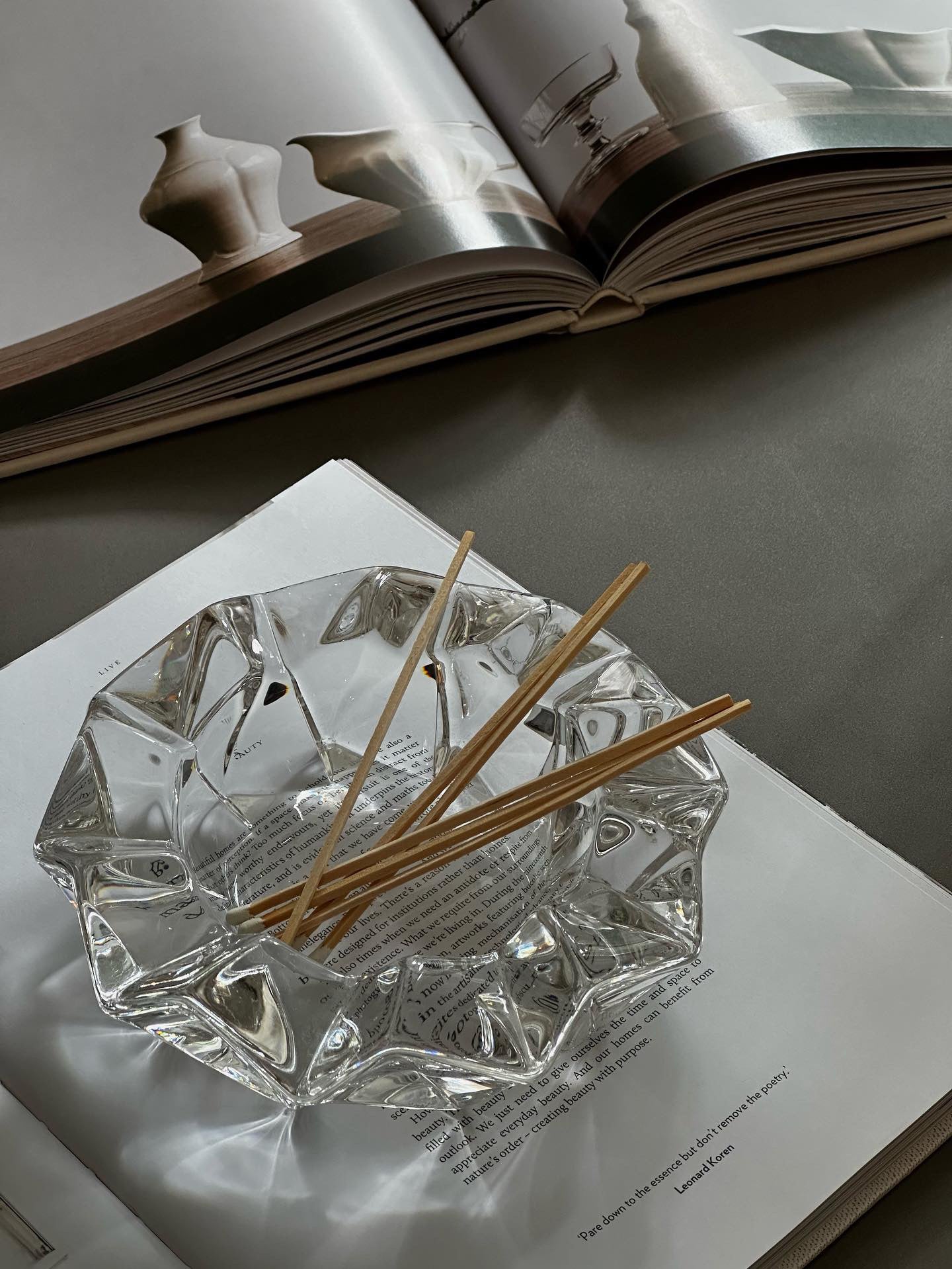 Vintage clear glass geometric catchall