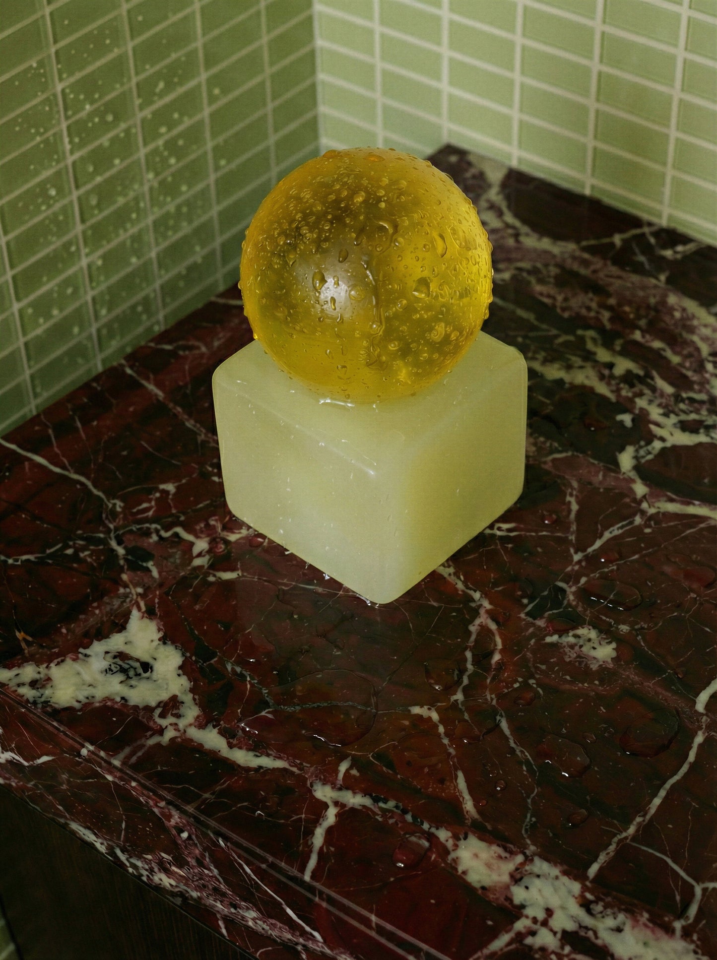 OBA soap on resin cube