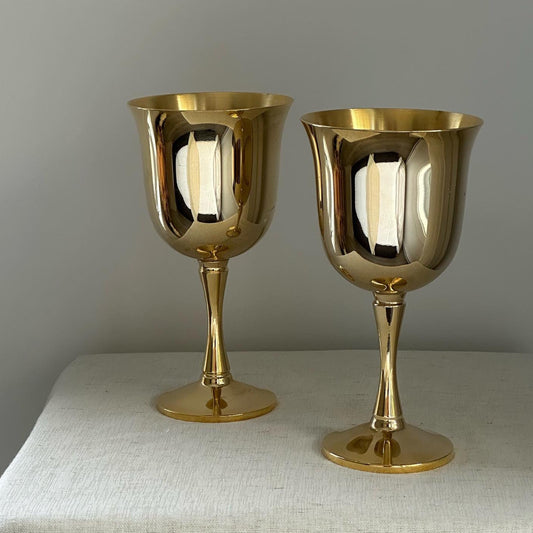 Vintage Gold brass wine cups (set of 2)