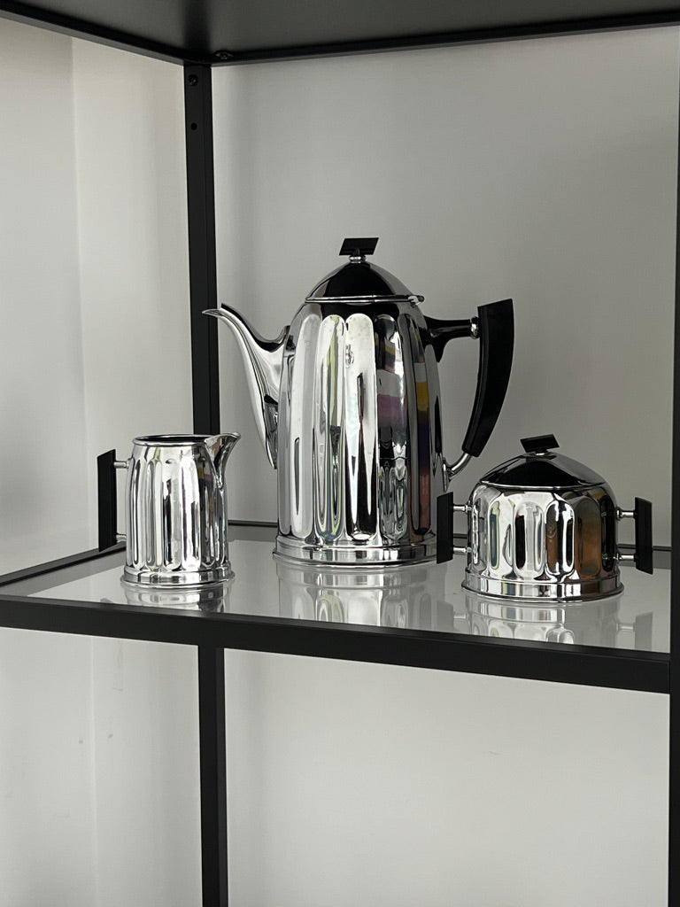 Belgian Art Deco Chrome Coffee Set by Demeyere, 1940s.