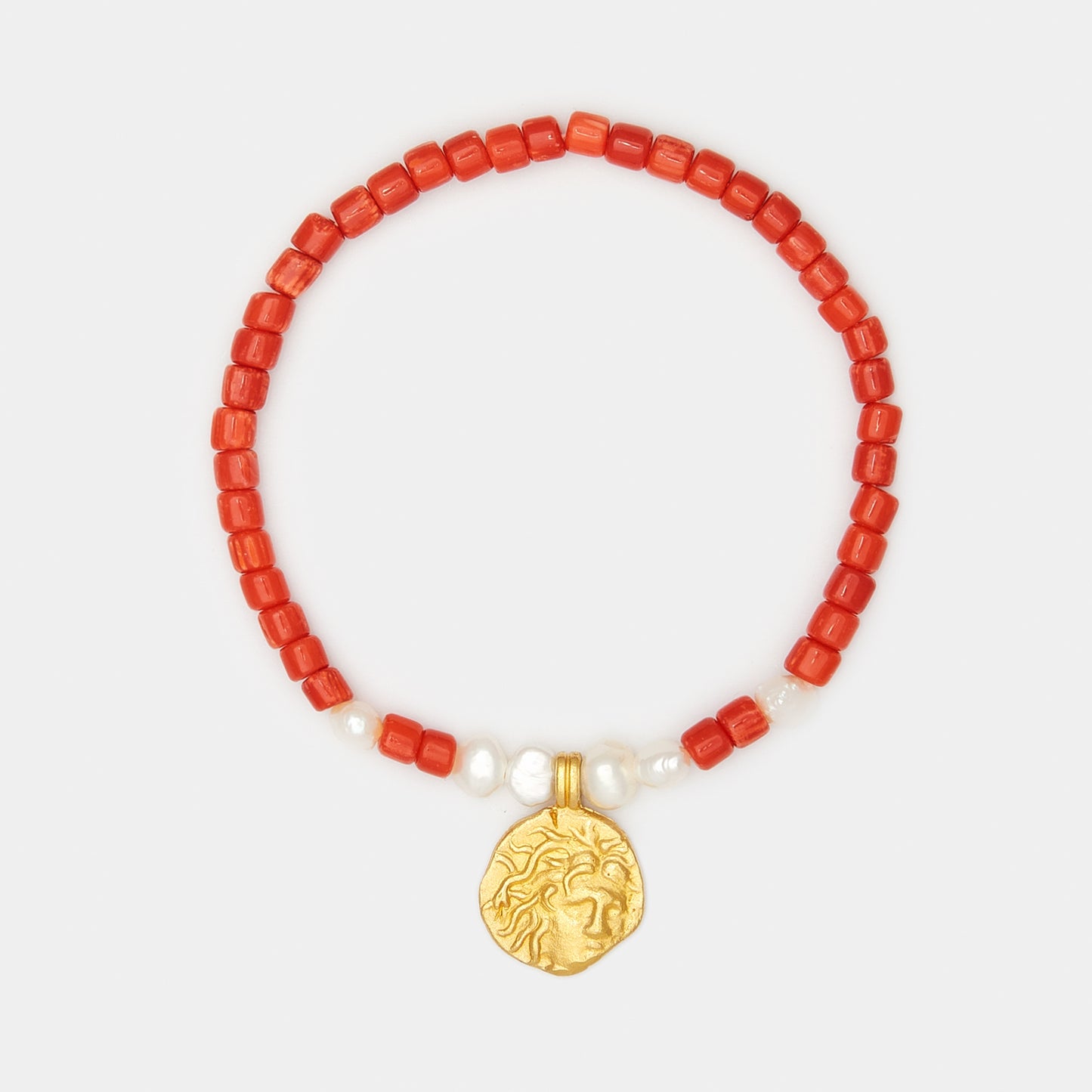 Maya Coral and Pearl Bracelet