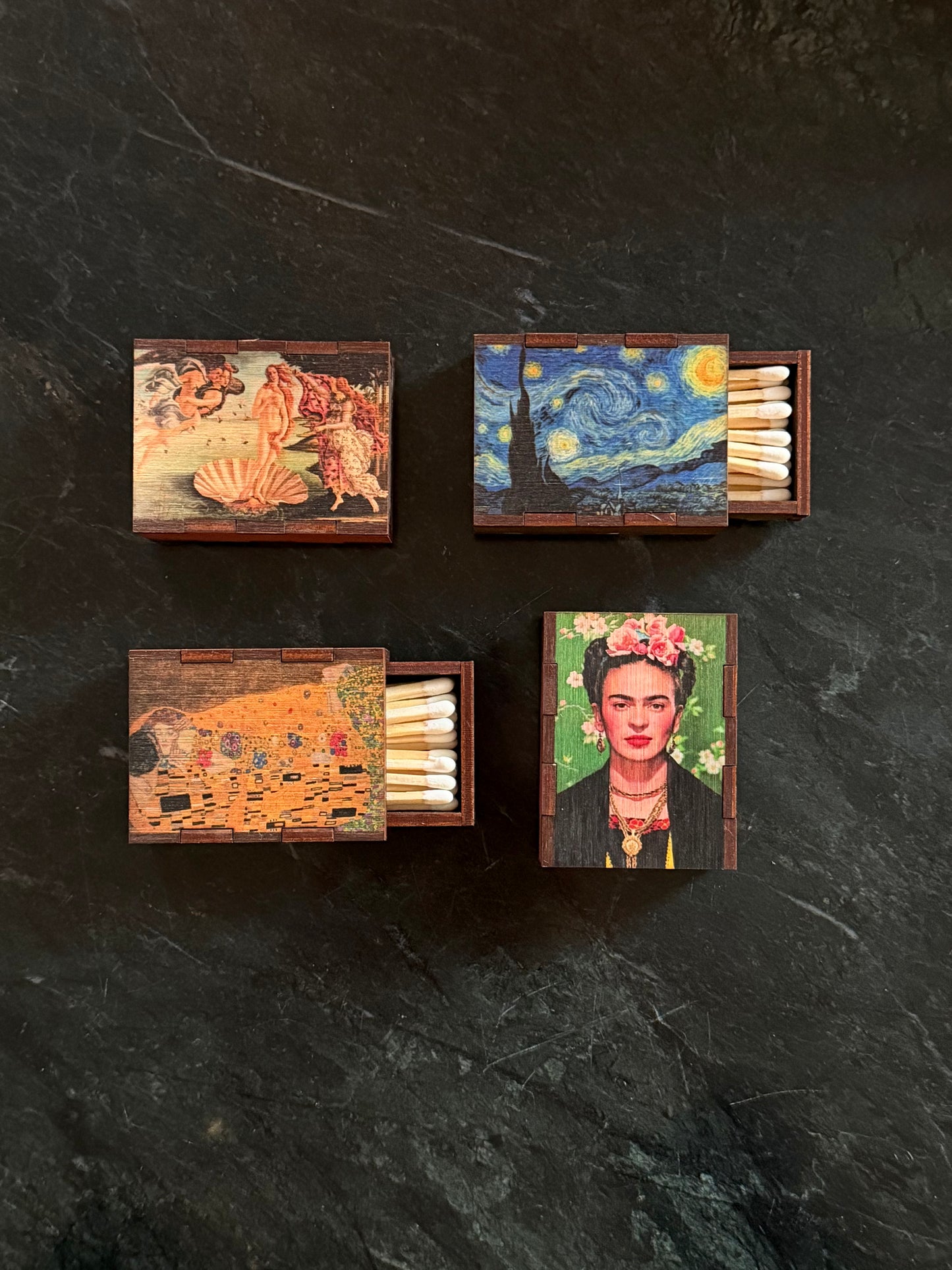 Hand crafted wooden matchboxes