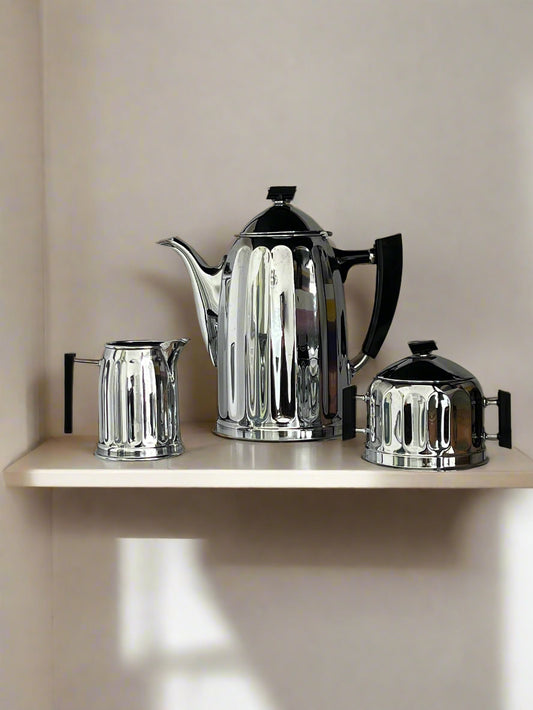 Belgian Art Deco Chrome Coffee Set by Demeyere, 1940s.