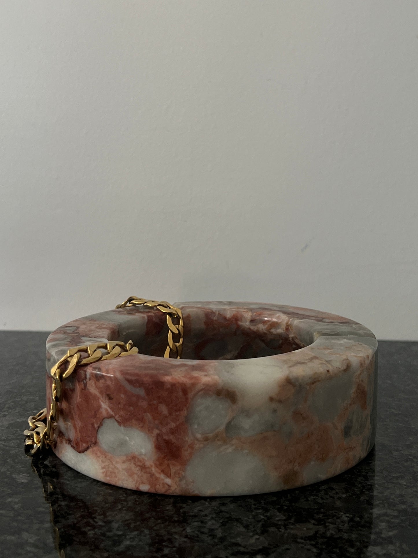 Mid-century Italian pink marble Ashtray or Vide-Poche Catchall