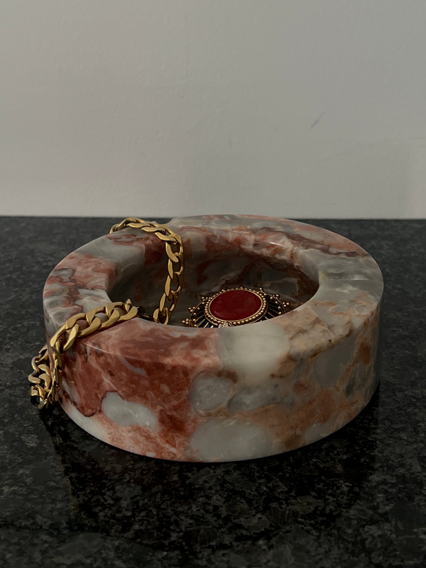 Mid-century Italian pink marble Ashtray or Vide-Poche Catchall