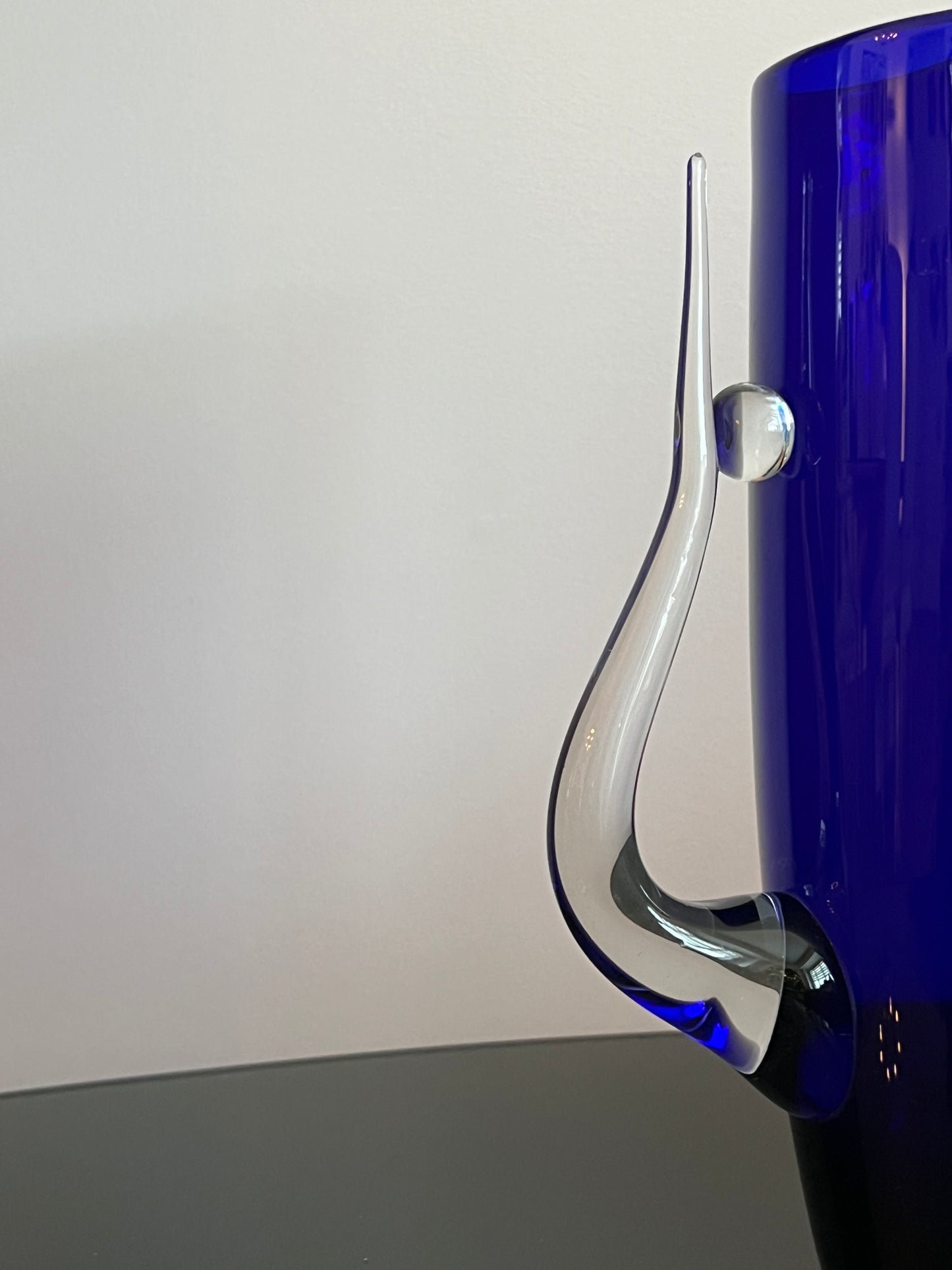 Czech blue glass vintage pitcher