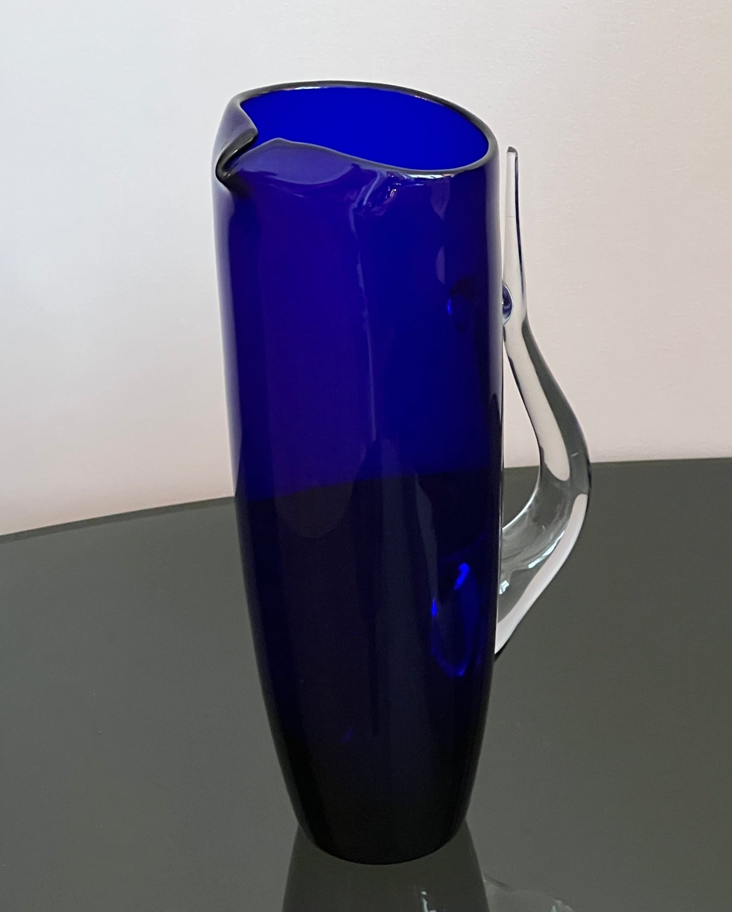 Czech blue glass vintage pitcher