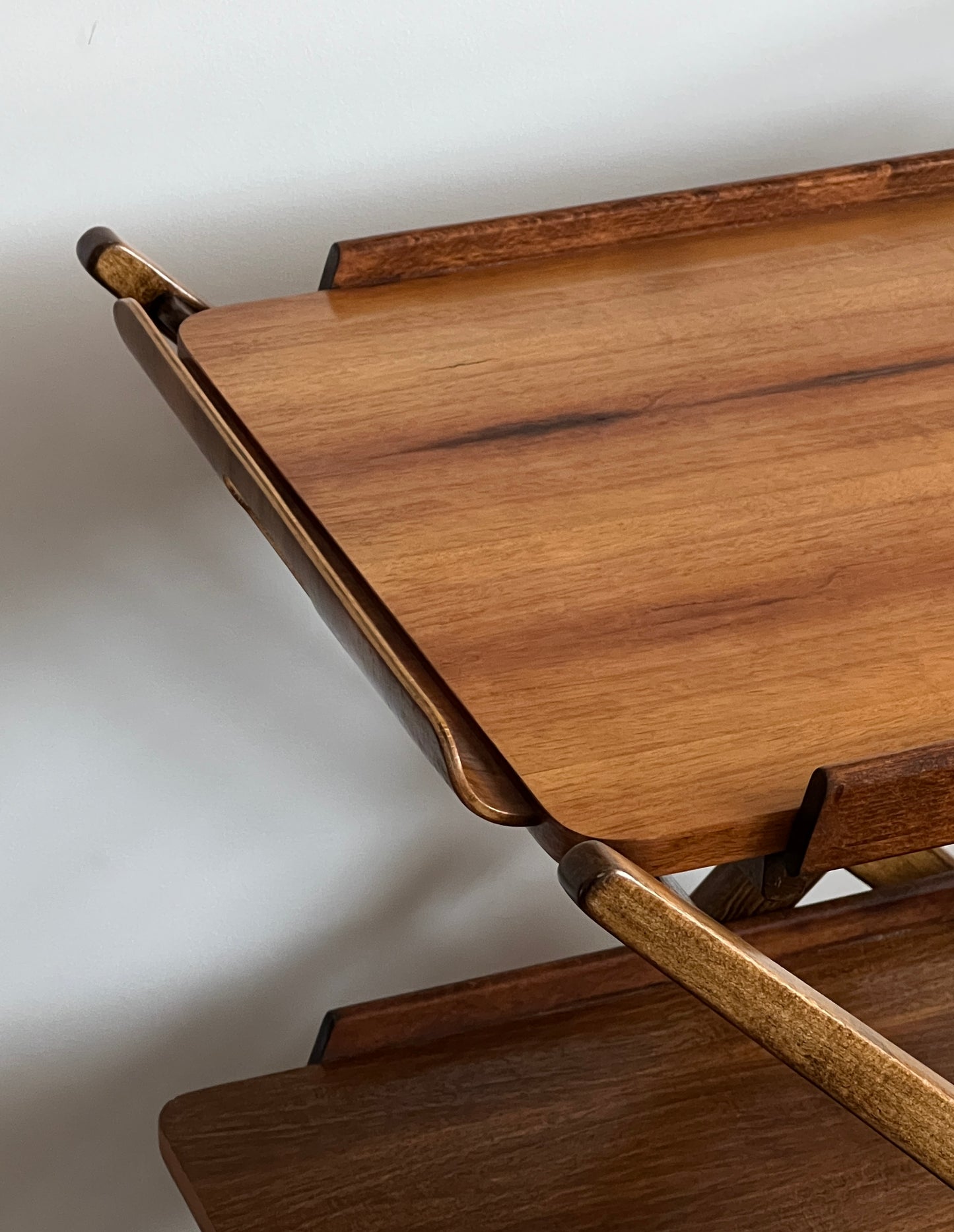 Danish Folding Teak Bar Cart With Serving Tray by Nasco, 1950s