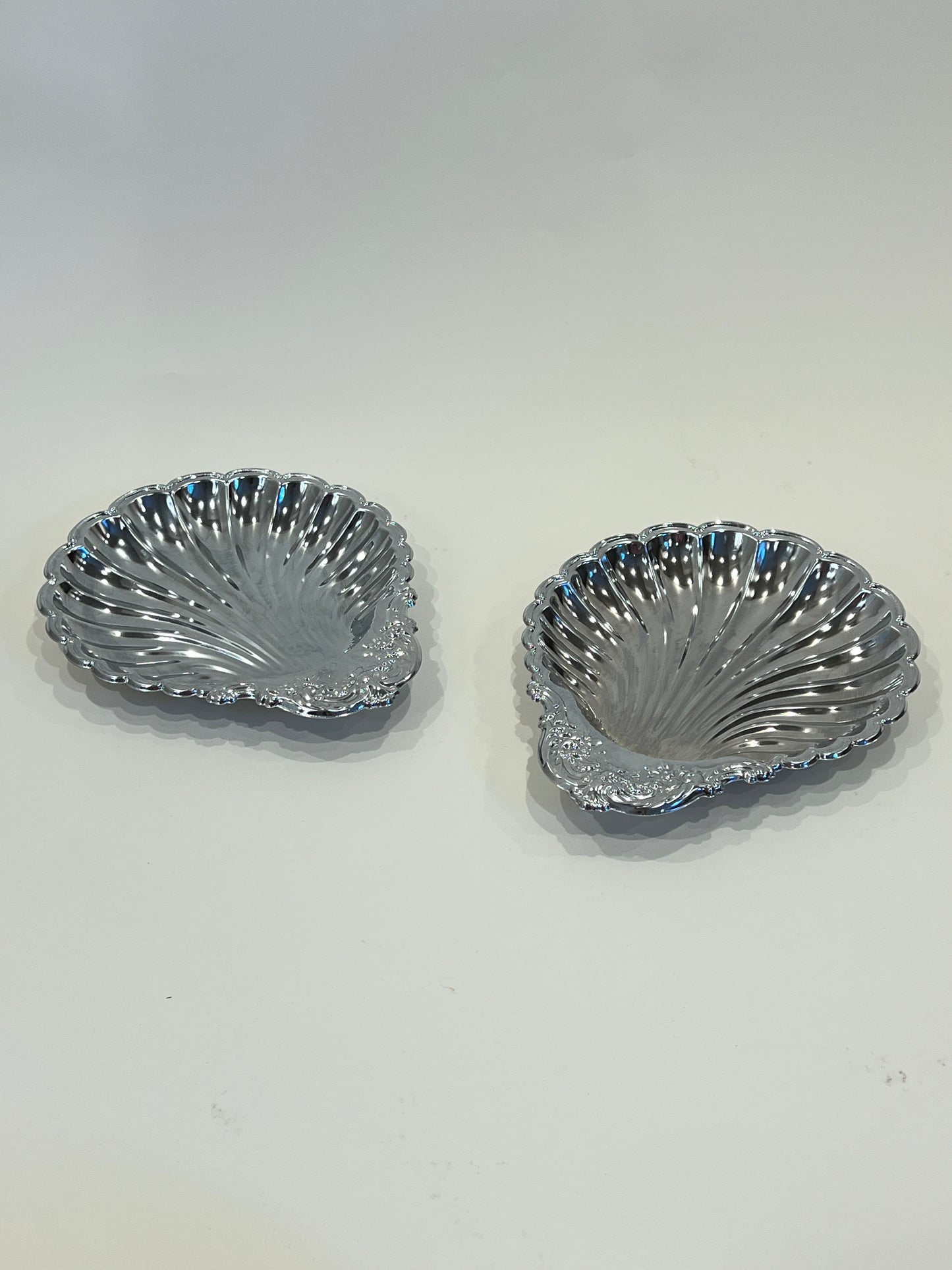 Vintage Chrome Seashell Trays - Set of 2