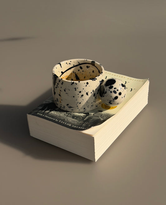 Ink splatter sphere mug