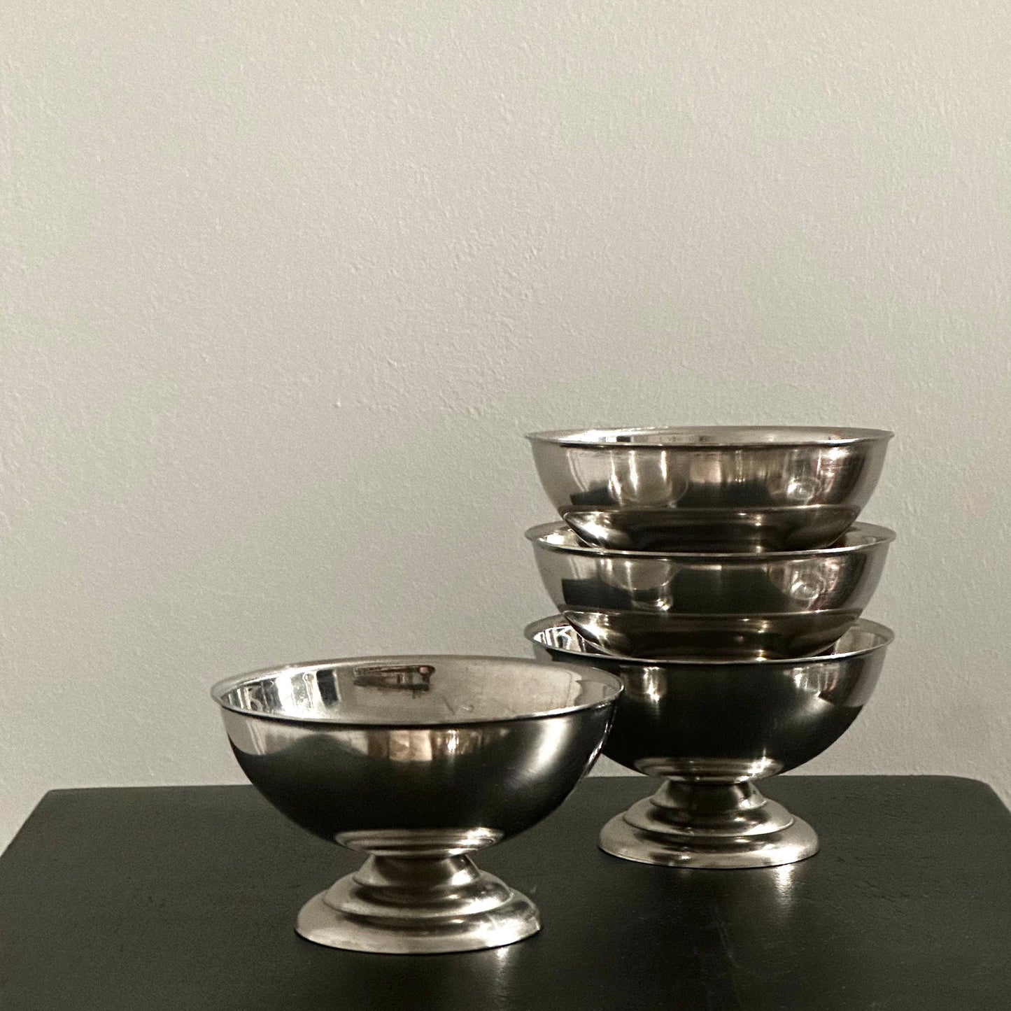 Retro vintage chrome cups (set of 4)