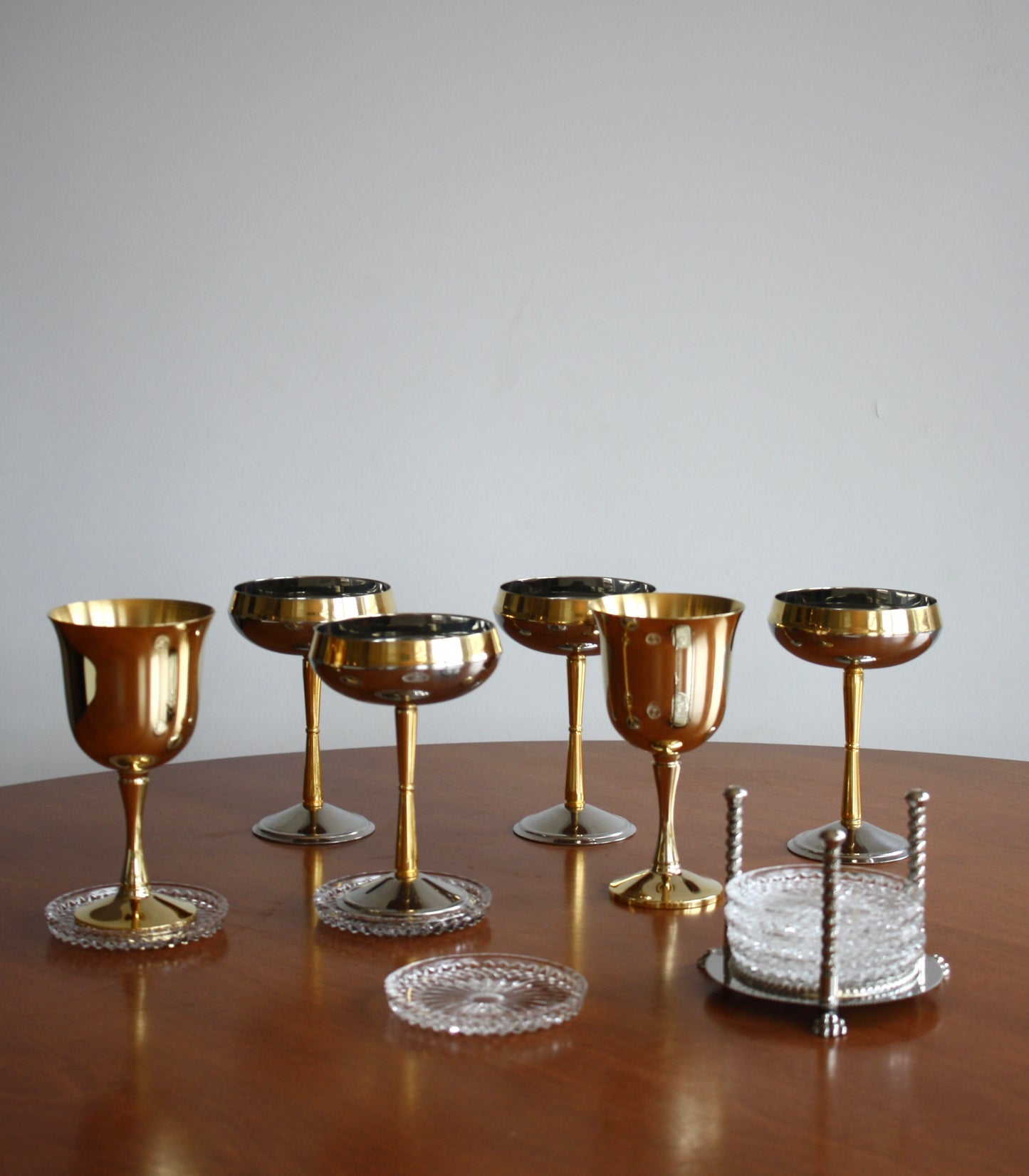 Vintage Gold brass wine cups (set of 2)