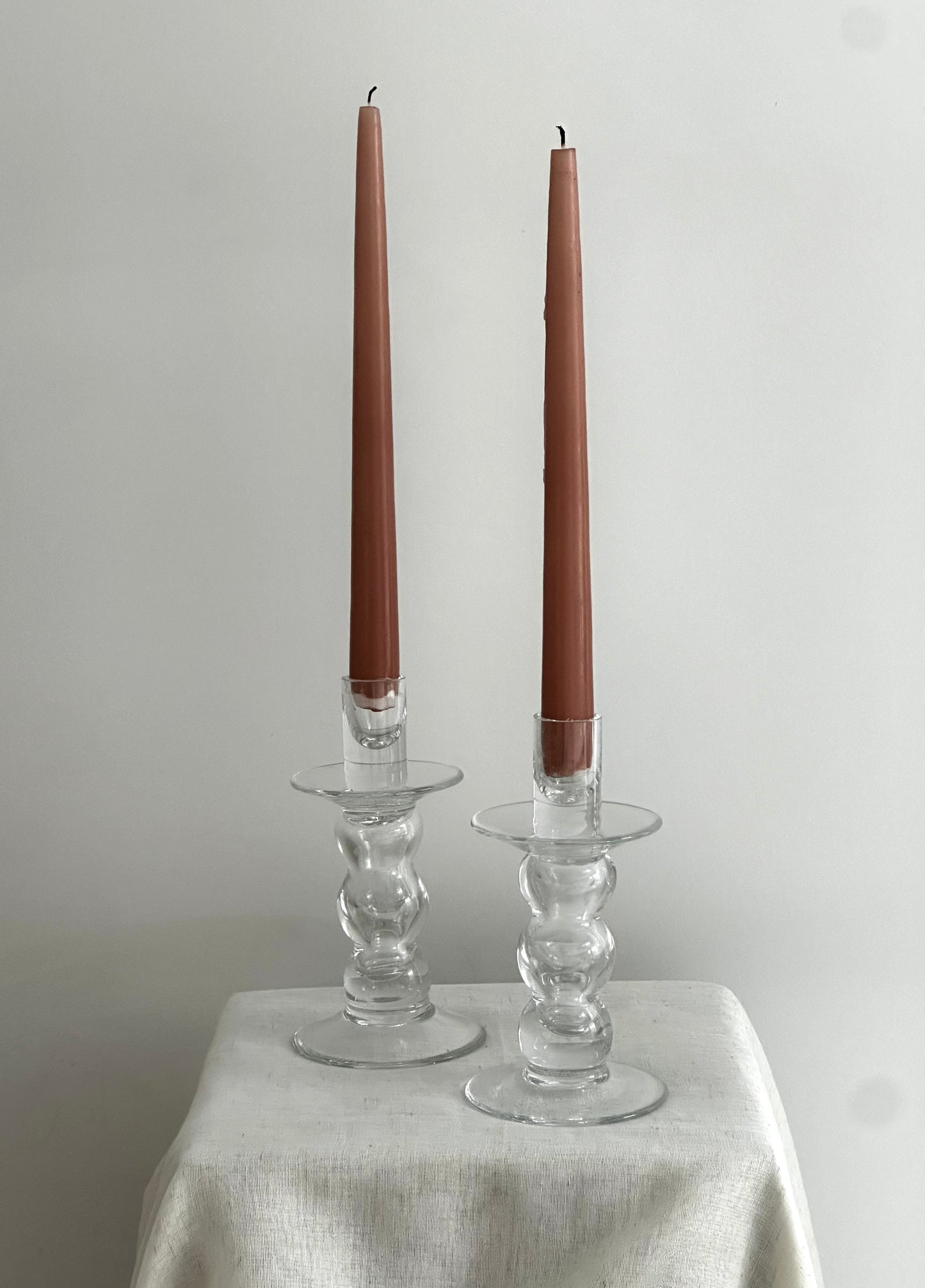 Pair of Handblown Glass Candle Holders