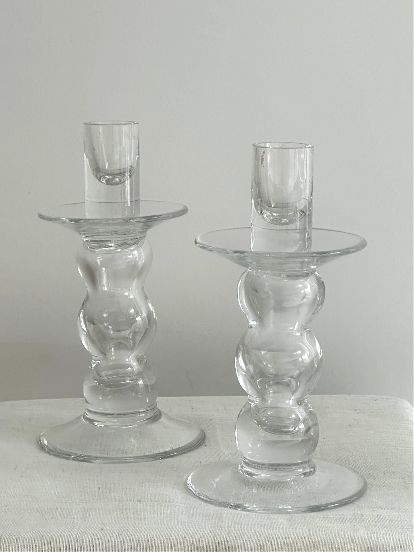 Pair of Handblown Glass Candle Holders